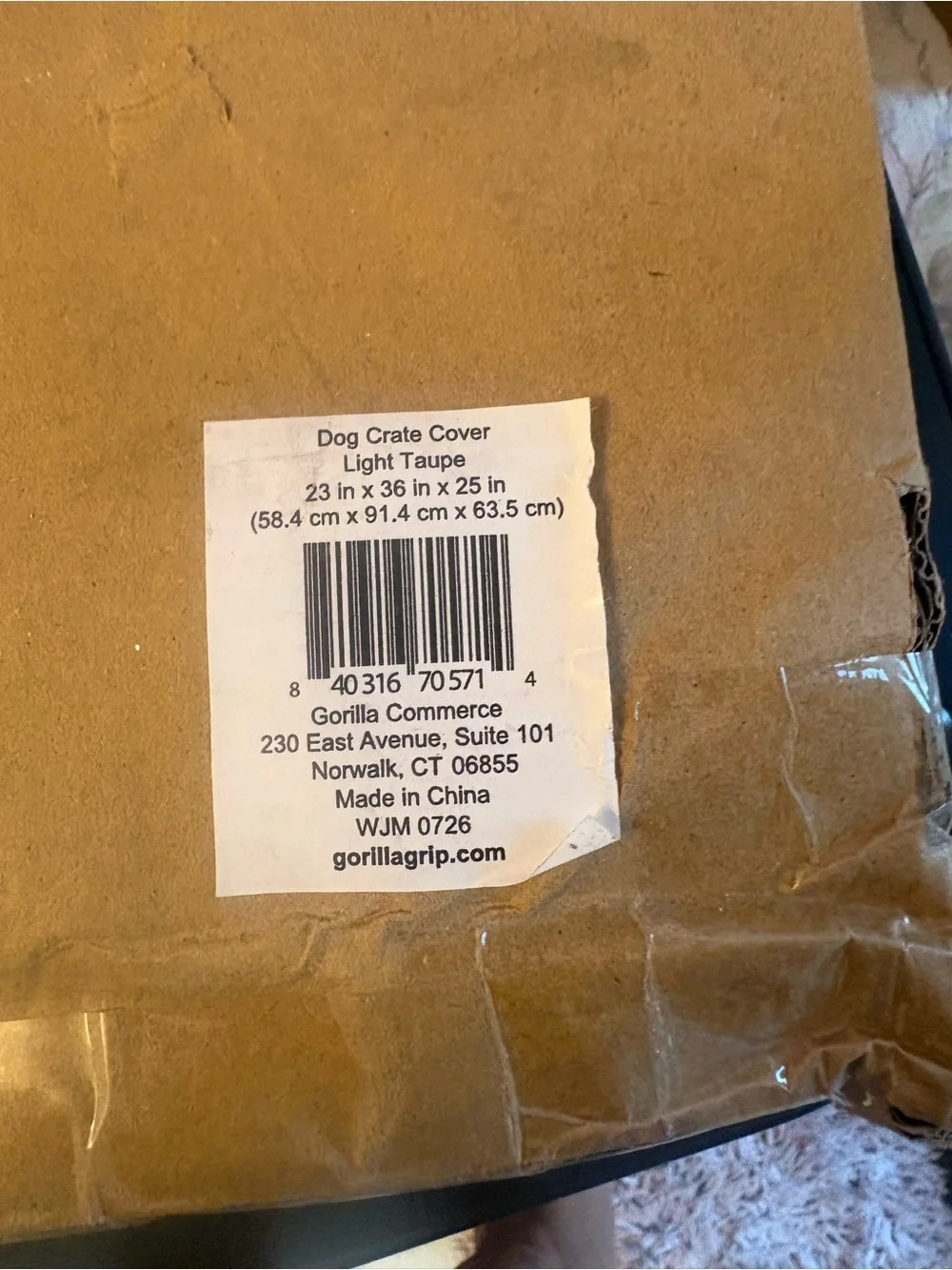 New Open Box Taupe GORILLA GRIP Dog Crate Cover ONLY 23”x36”x25”
